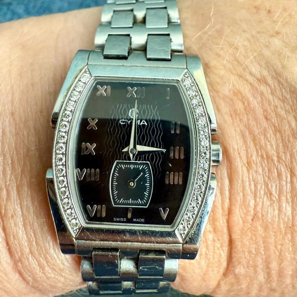 Swiss CYMA Tonneau Diamond Bezel Ladies Watch with Sapphire Crystal